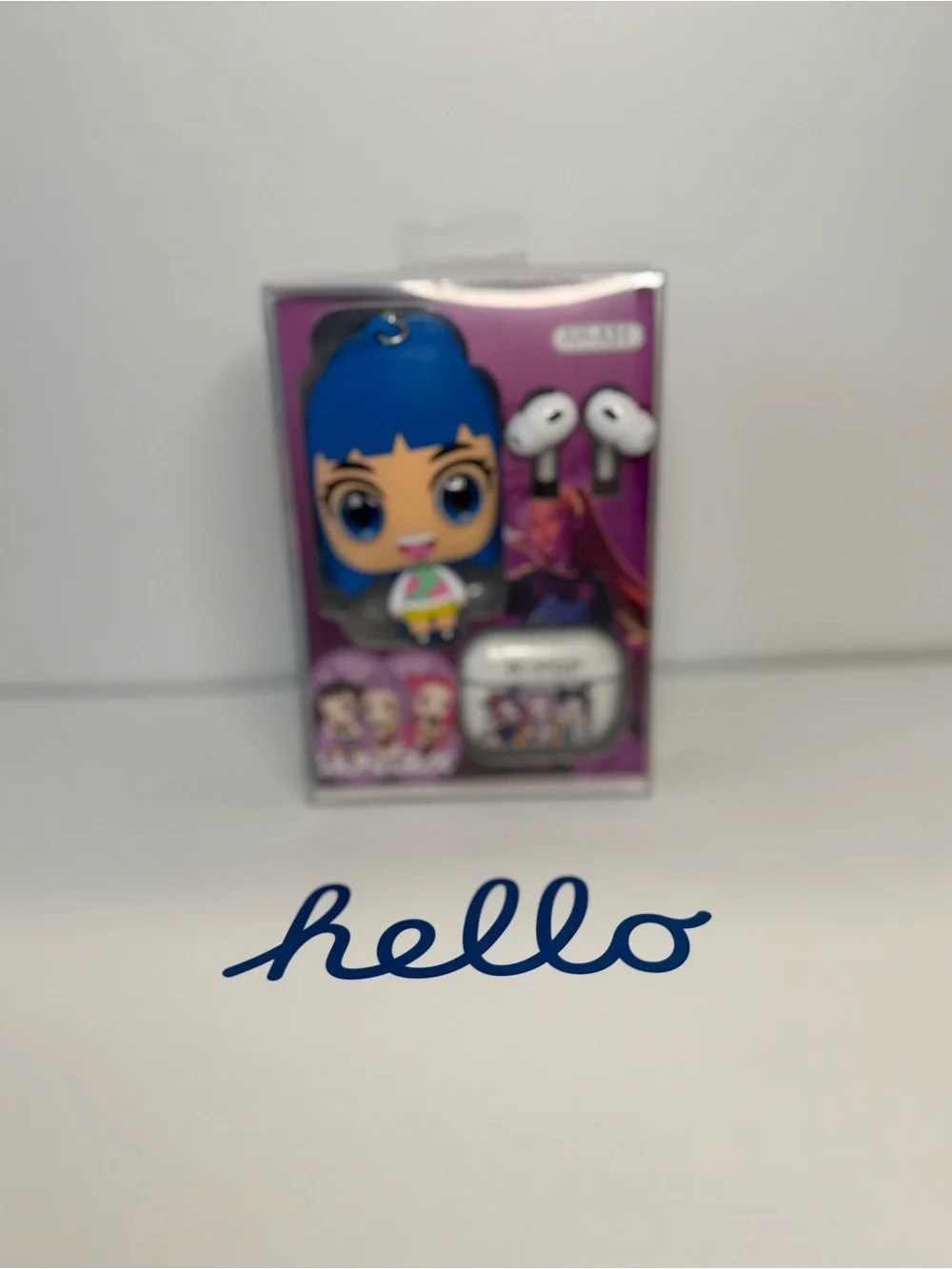 K-Pop Themed Blue Character Wireless Earbuds with Charging Case